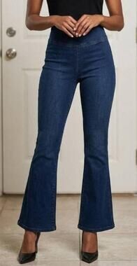 FRAME The Jet Set Flare Jeans Keller Dark Wash Pull On High Rise Stretch Size 32